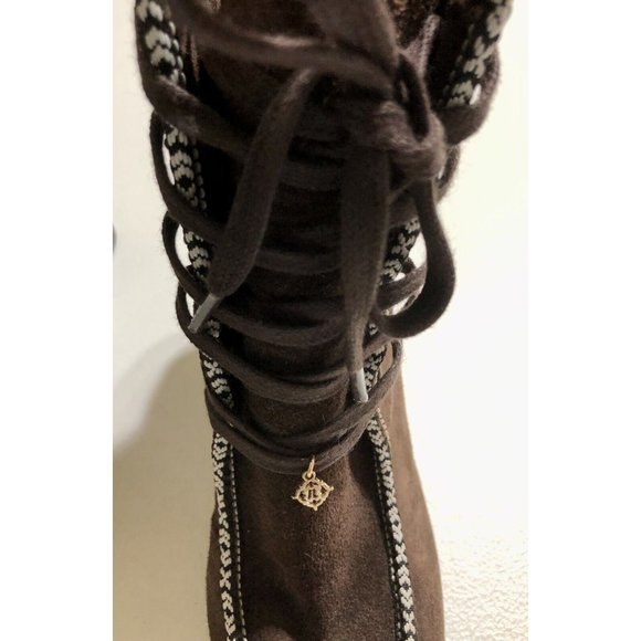 Nanette Lepore Isabel Boots Size 9 Brown Suede Lace Up Block Heel- - Picture 6 of 9